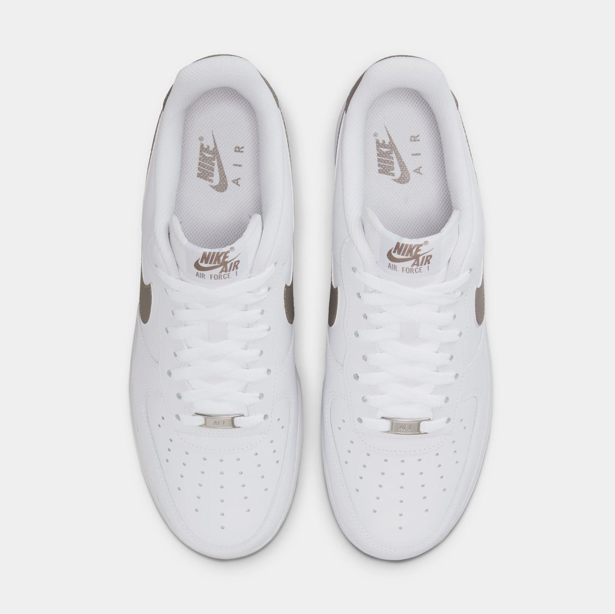 Exclusive Air Force 1 Mens Lifestyle Shoes (White/Cave Stone) — 6 — Side View