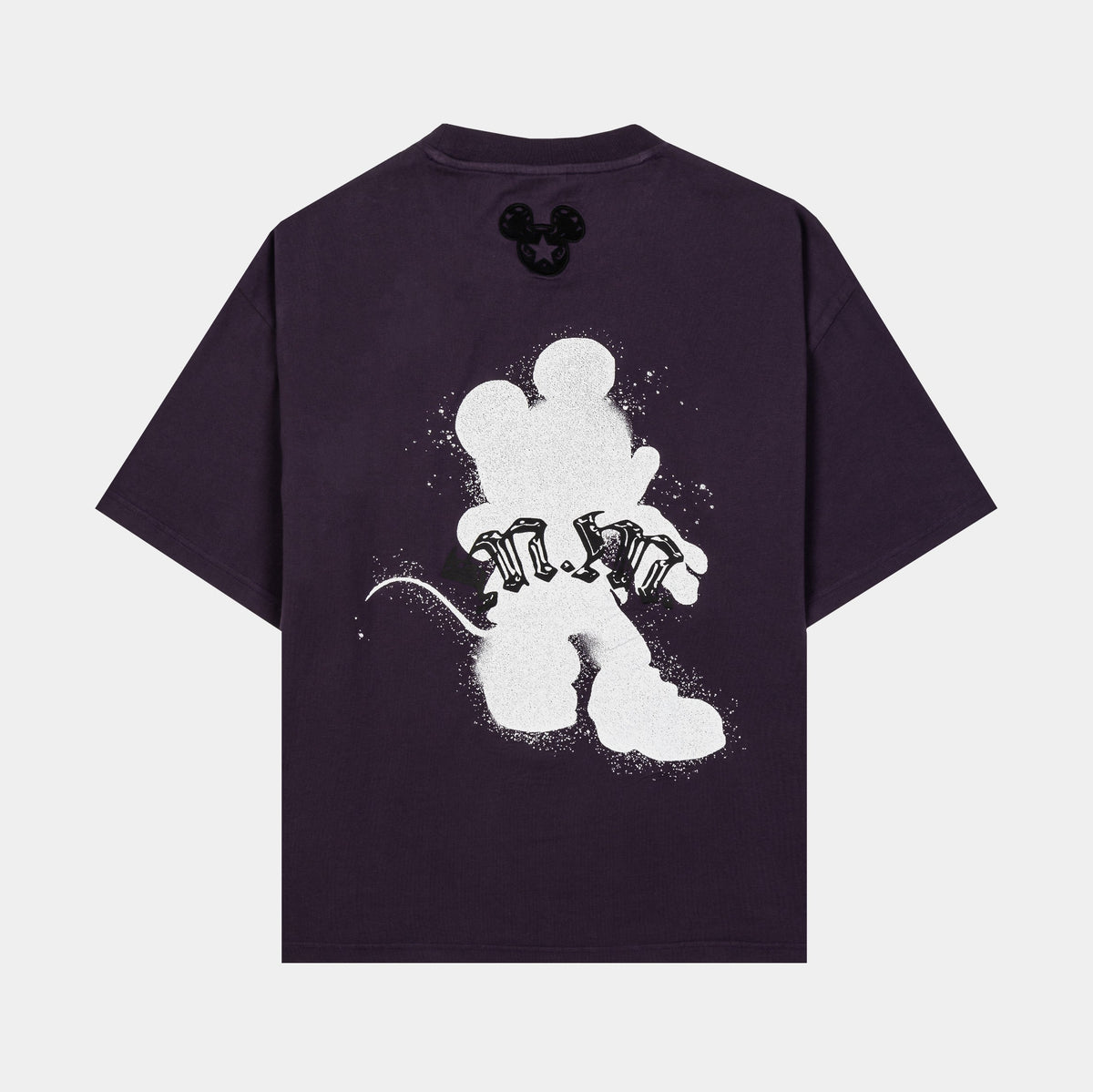 Exclusive Disney Mickey Mouse Real Life By Shoe Palace Shadow Mens Short Sleeve Shirt (Purple/Black) — S — Back View