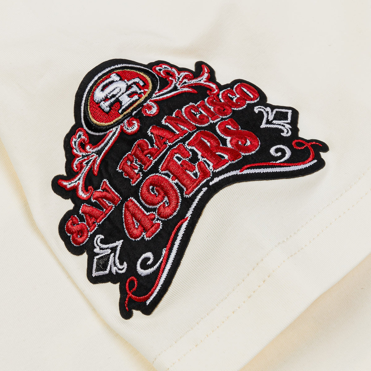 Exclusive San Francisco 49ers Athletics Logo Mens Short Sleeve Shirt (Black/Red) — S — Back View