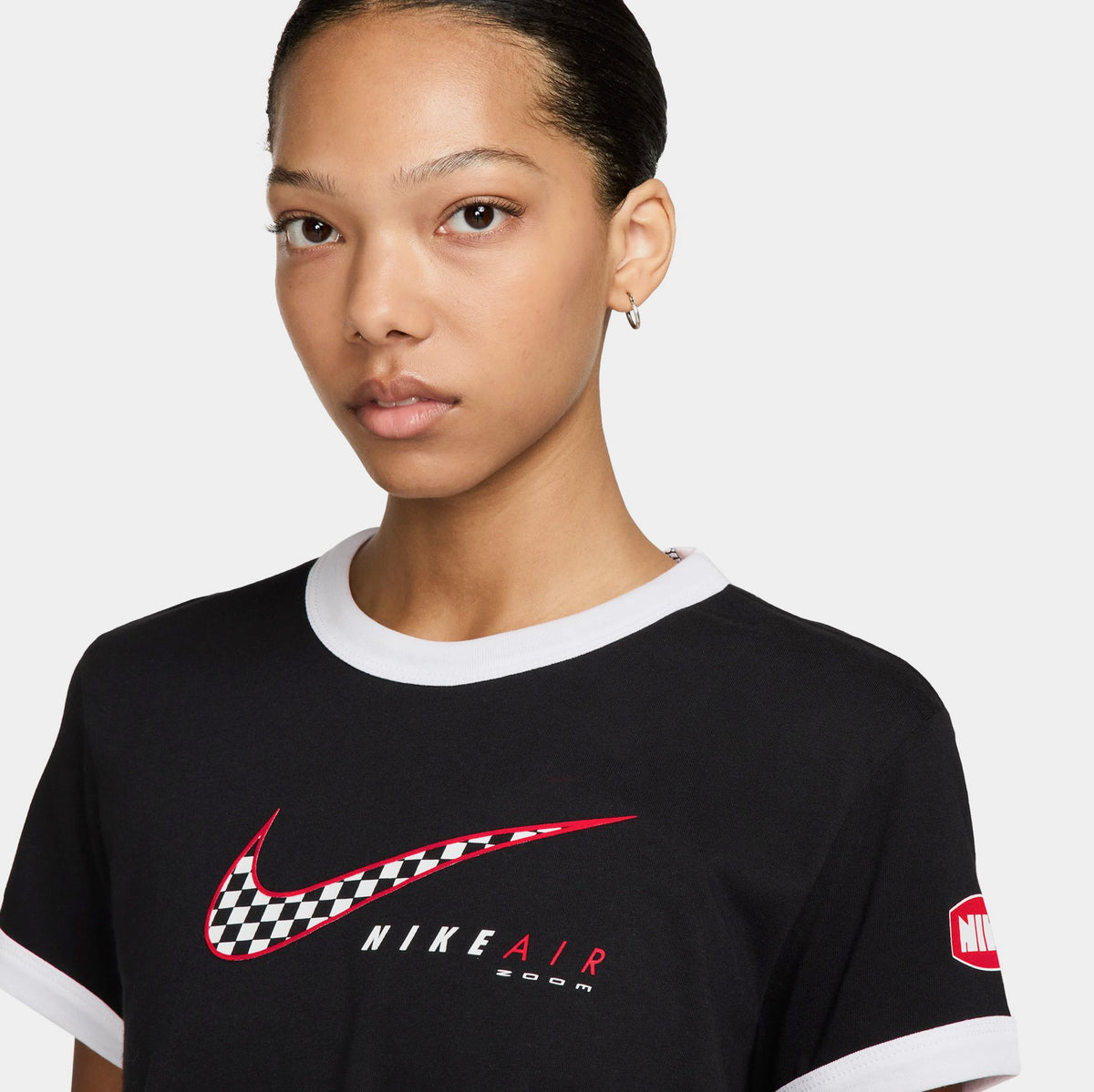 Exclusive Sportswear Club Moto Womens Short Sleeve Shirt (Black) — XS — Back View