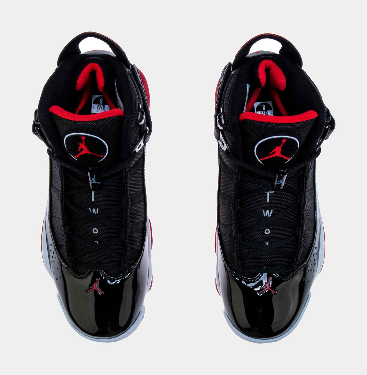 Exclusive 6 Rings Bred Mens Basketball Shoes (Black/Varsity Red/White) — 7.5 — Detail View