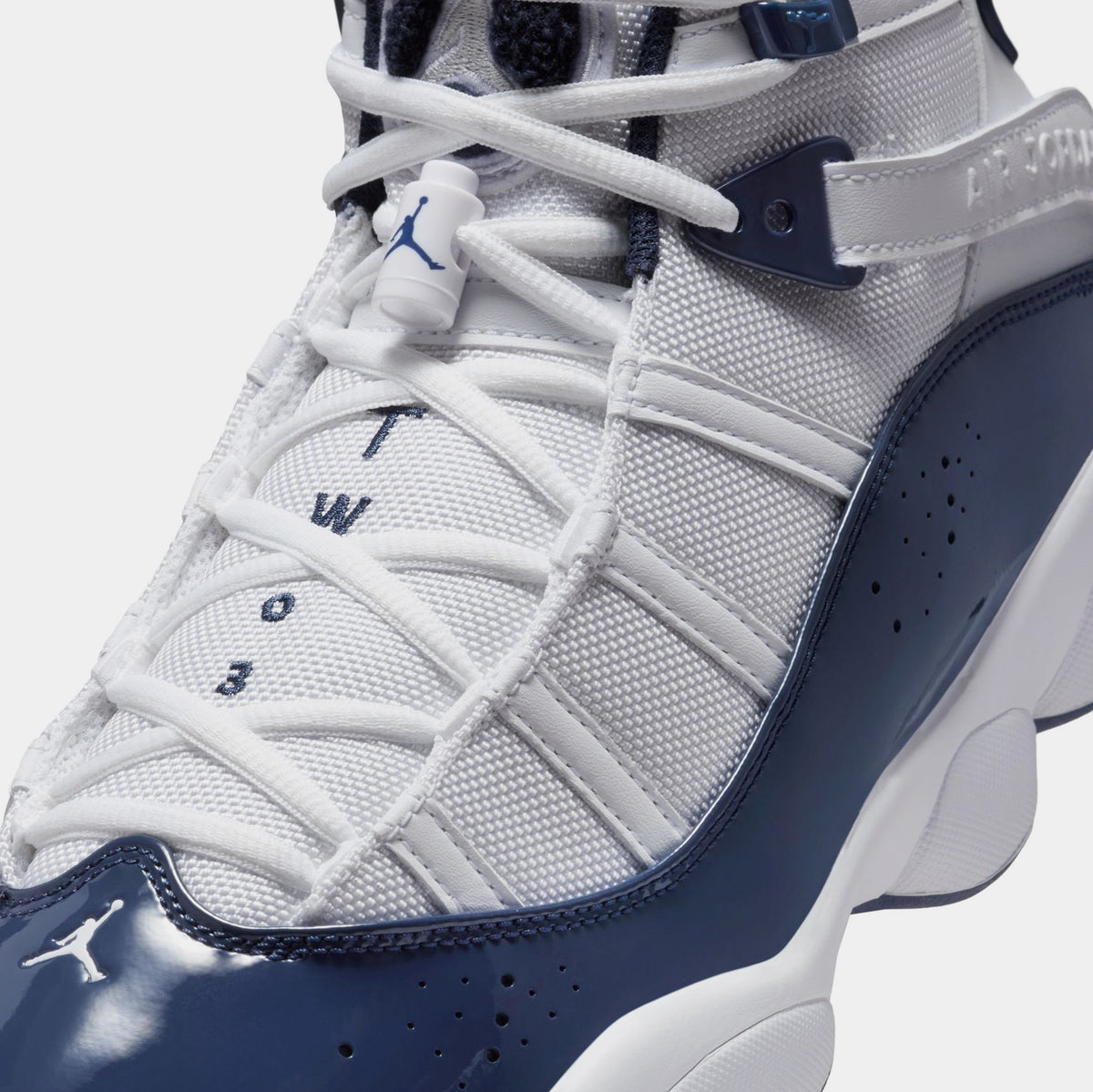 Exclusive 6 Rings Mens Basketball Shoes (White/Neutral Grey/Midnight Navy) — 8 — Detail View