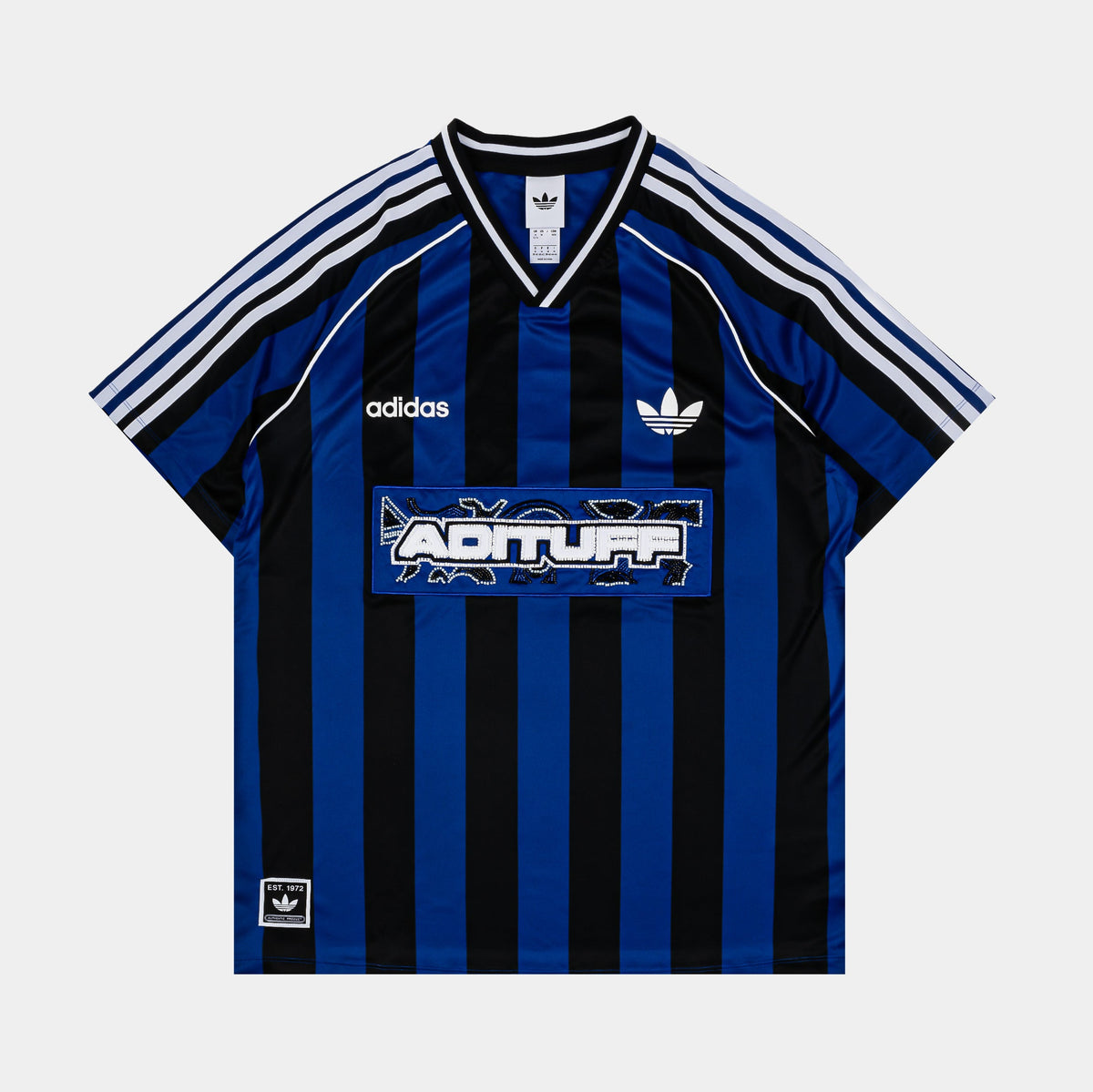 Exclusive Soccer Summer Graphic Womens Jersey (Blue/Black) — XS — Front View