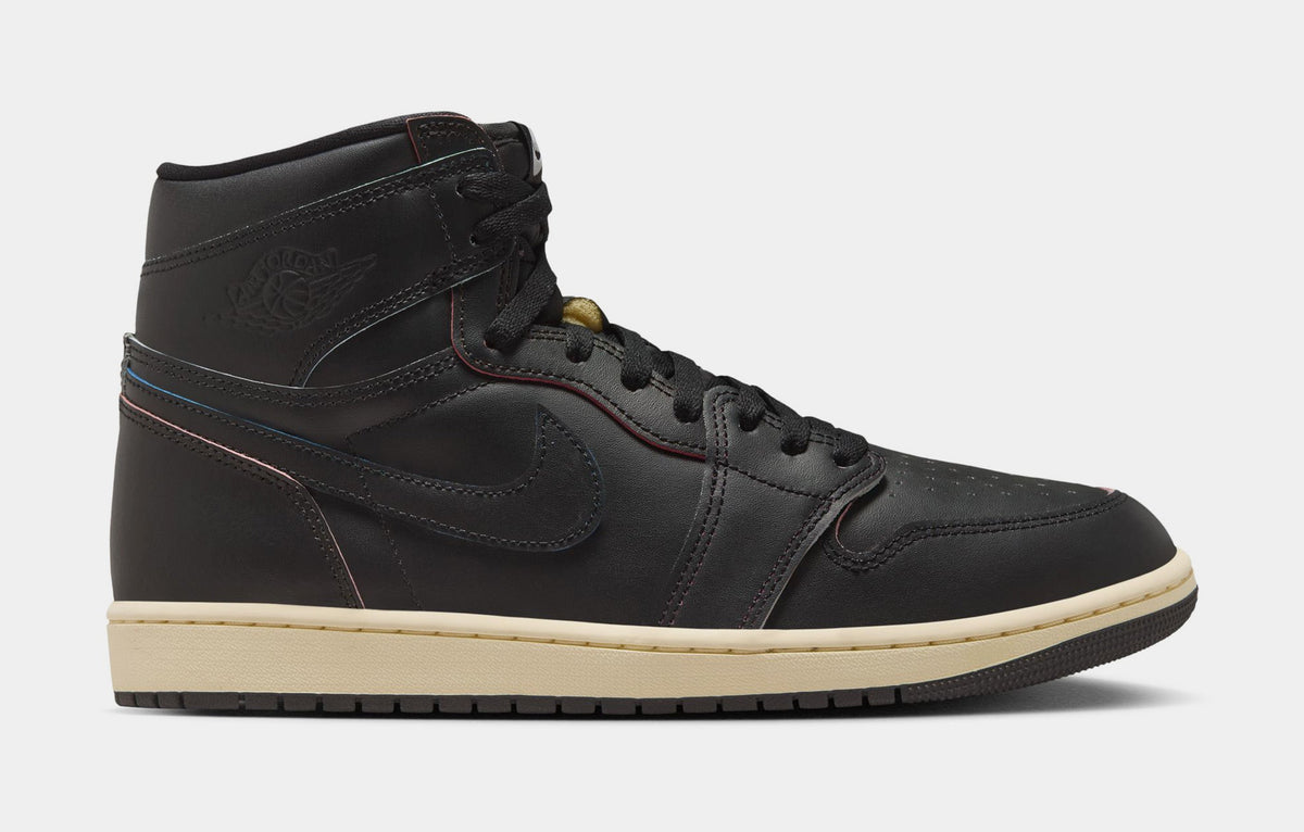 Exclusive Air Jordan 1 Retro High OG Black and Muslin Mens Lifestyle Shoes (Black/Black Muslin) — 4 — Front View