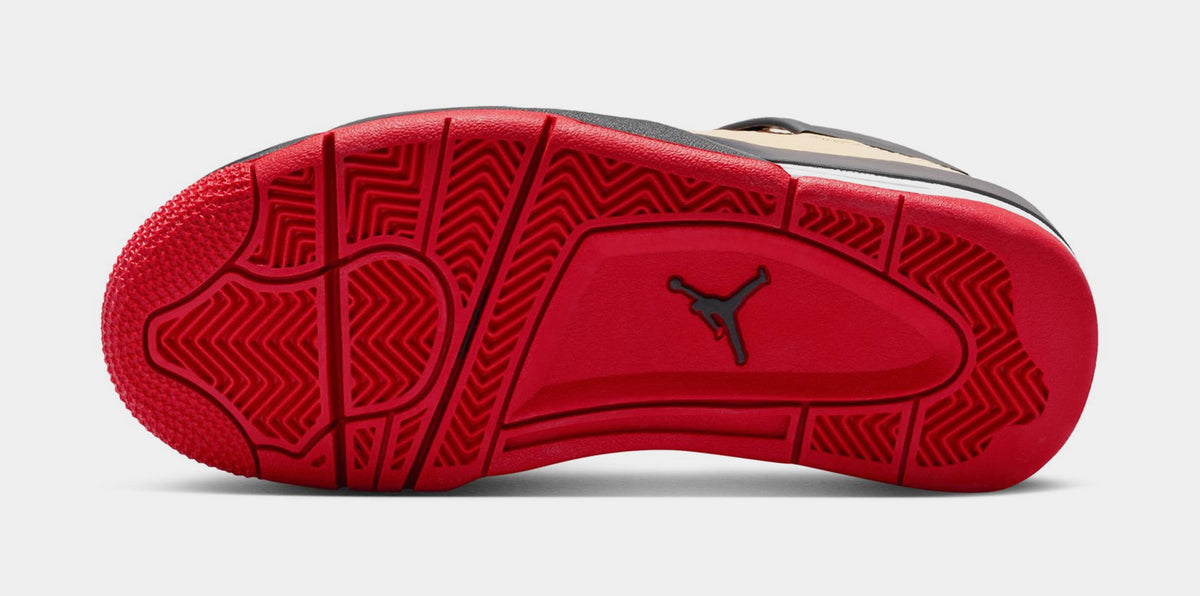 Exclusive Air Jordan 4 Retro Grade School Lifestyle Shoes (Sesame/Fire Red/Black/White) — 3.5Y — Top View