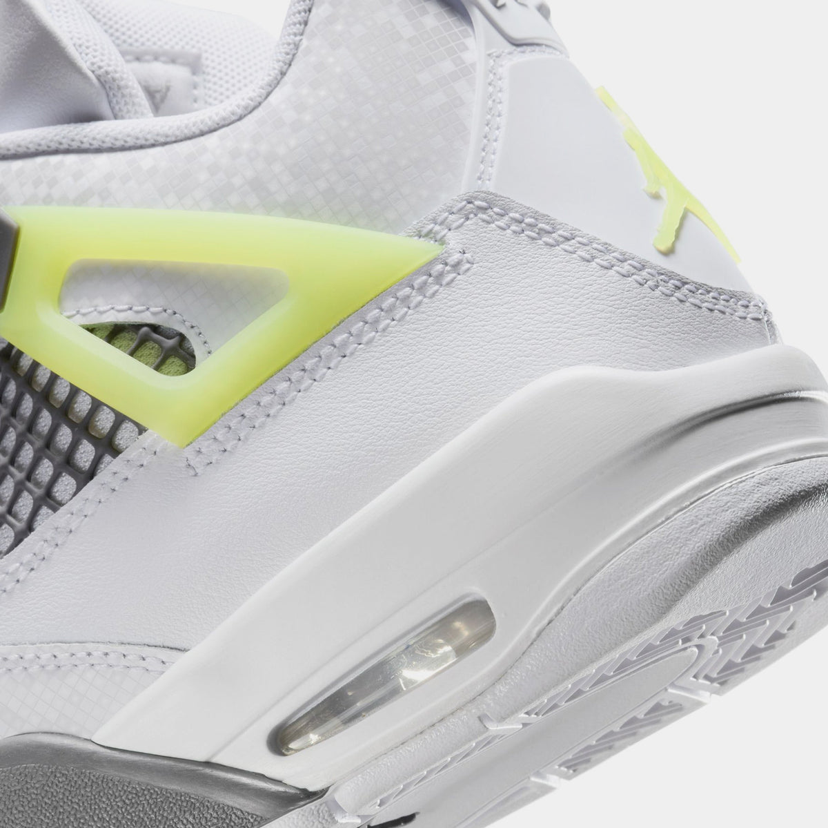 Exclusive Air Jordan 4 Retro Light Lemon Twist Grade School Lifestyle Shoes (White/Light Lemon Twist/Light Graphite) — 3.5Y — Lifestyle View