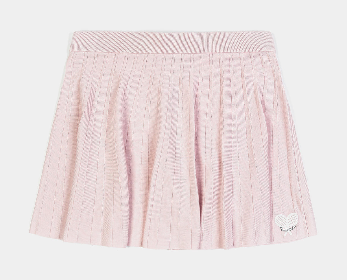 Exclusive Tennis Pleated Womens Skirt (Pink/White) — XS — Front View
