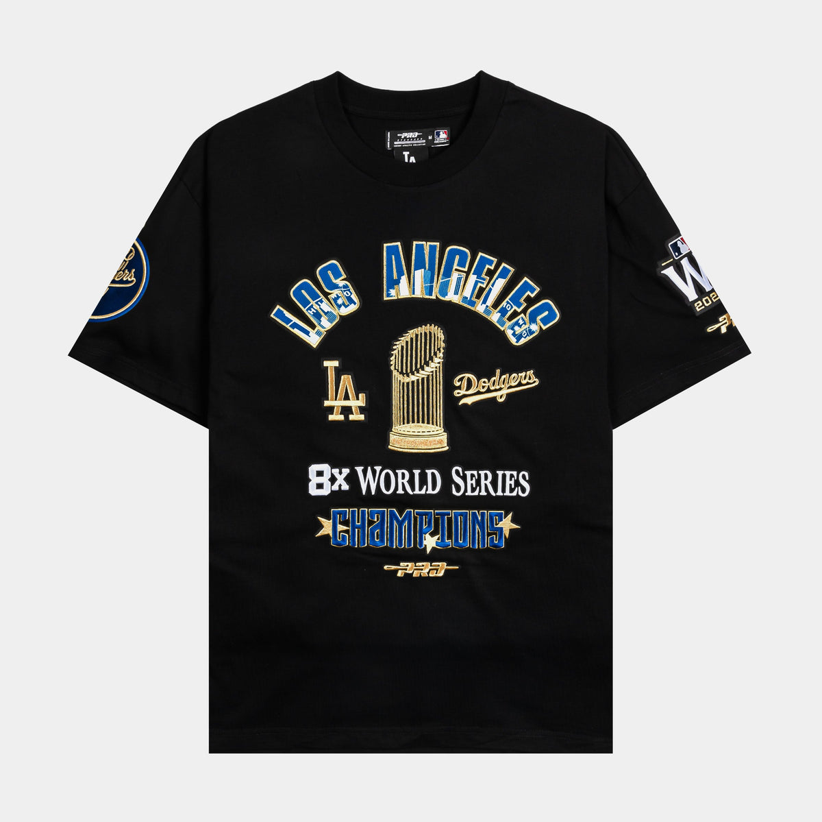 Exclusive Los Angeles Dodgers World Series 2024 Mens Short Sleeve Shirt (Black/Gold) — S — Front View