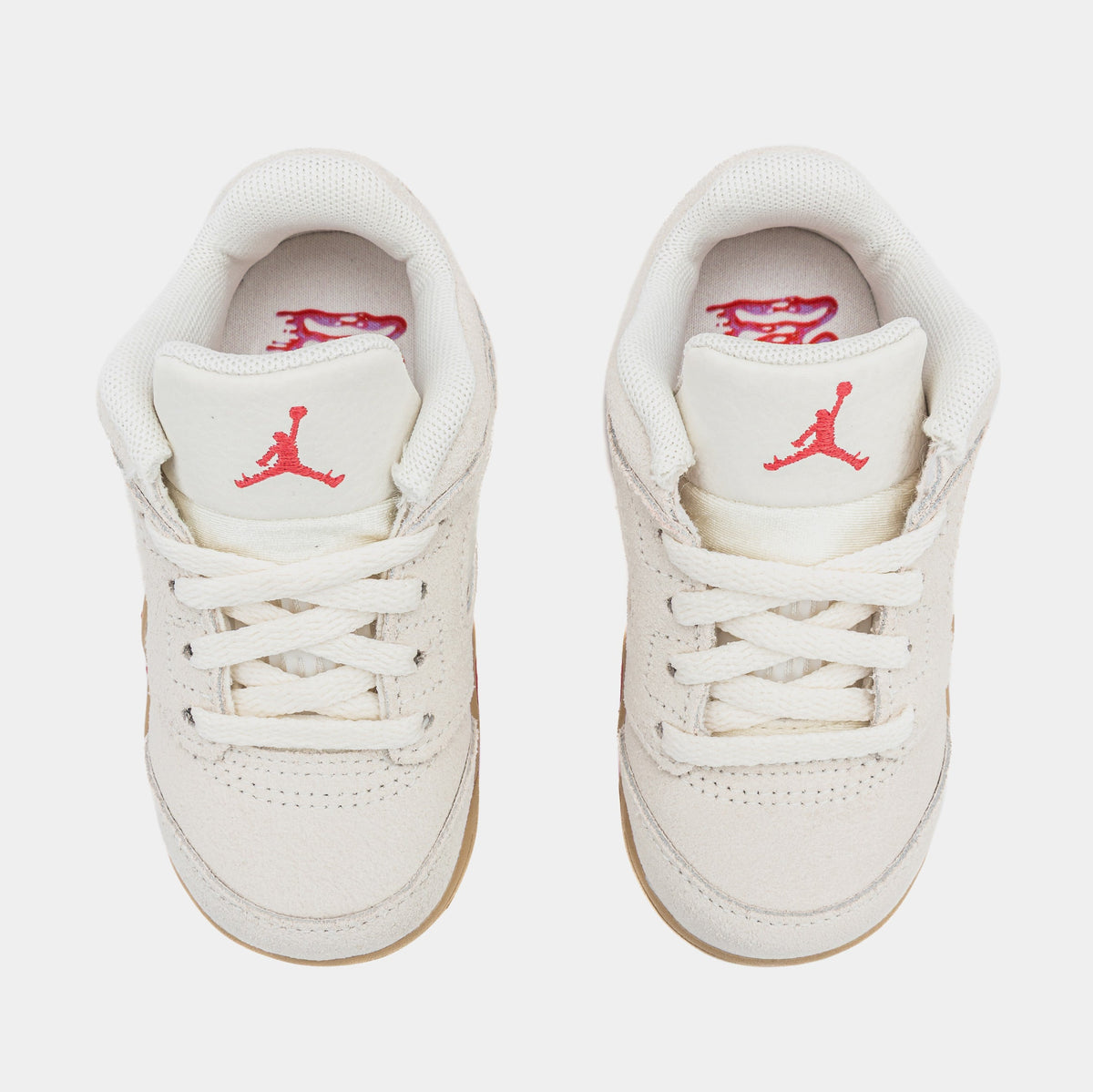 Exclusive Air Jordan 5 Retro Low Infant Toddler Lifestyle Shoes (Pale Ivory/Fusion Red/Desert) — 2C — Side View