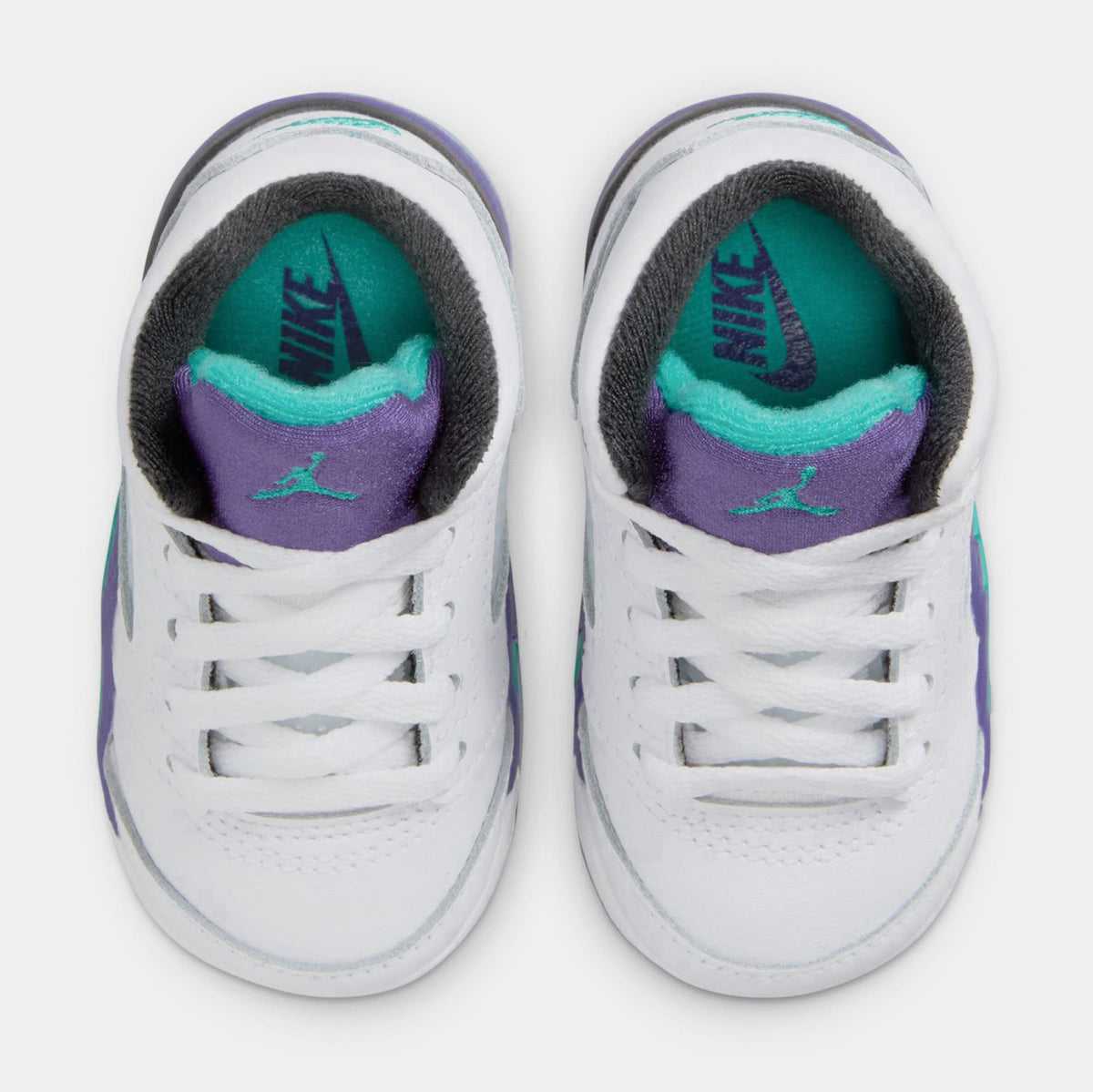 Exclusive Air Jordan 5 Retro Grape Infant Toddler Lifestyle Shoes (White/New Emerald/Grape Ice/Black) — 2C — Side View