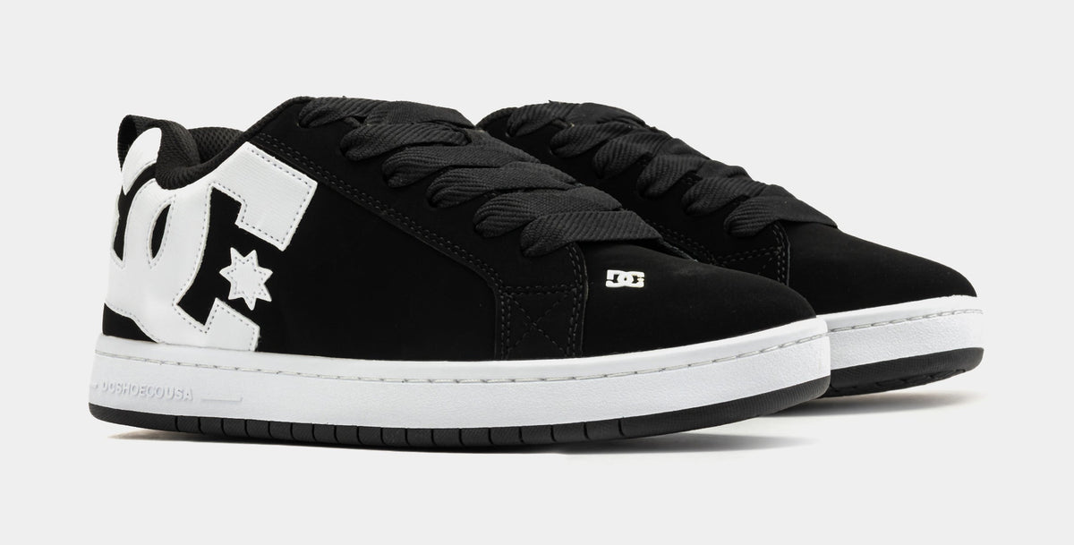Exclusive Court Graffik Mens Skate Shoes (White/Black) — 7 — Top View