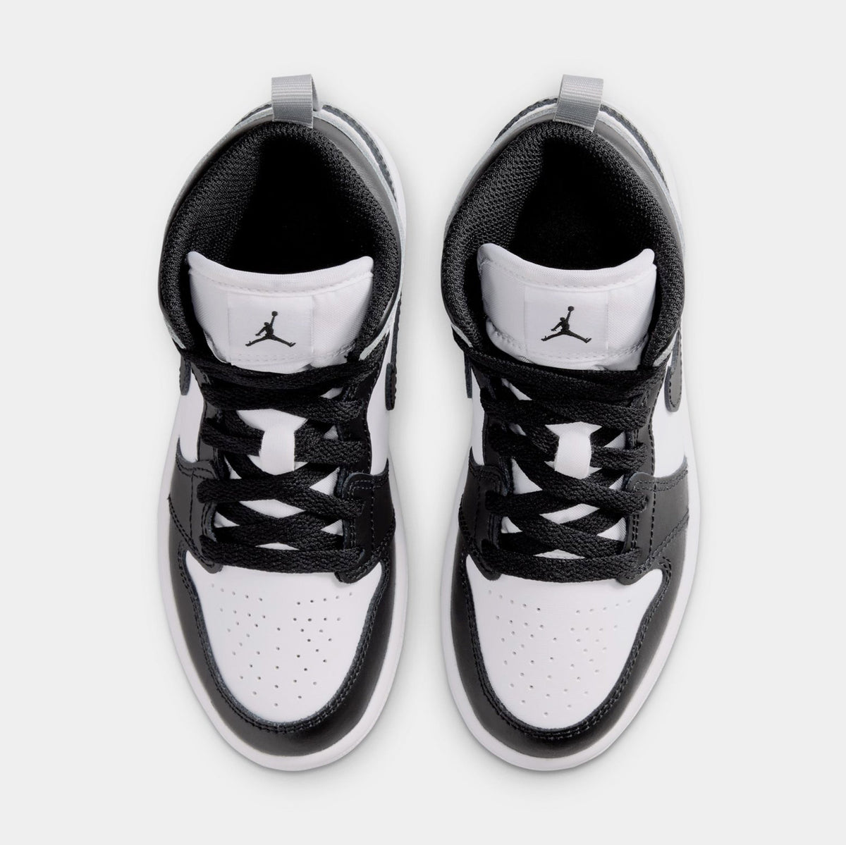 Exclusive Air Jordan 1 Mid Preschool Lifestyle Shoes (White/Light Smoke Grey/Black) — 10.5C — Side View