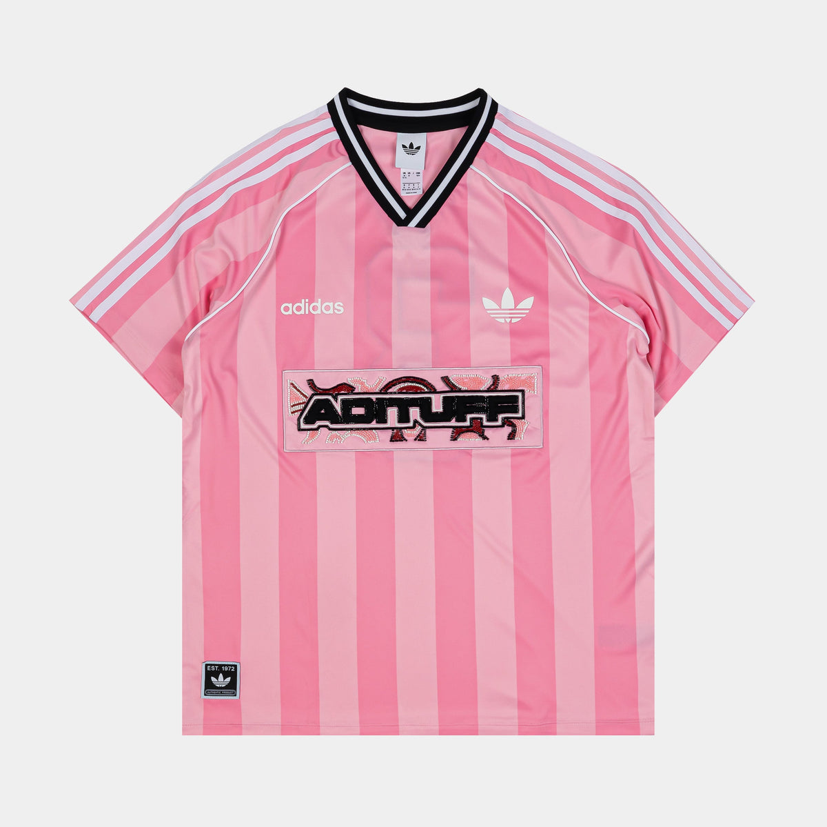 Exclusive Soccer Summer Graphic Womens Jersey (Pink/Black) — XS — Front View