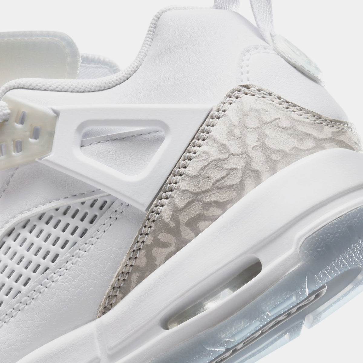 Exclusive Spizike Low Grade School Basketball Shoes (White/Metallic Silver/Barely Blue/Neutral Grey) — 3.5Y — Lifestyle View