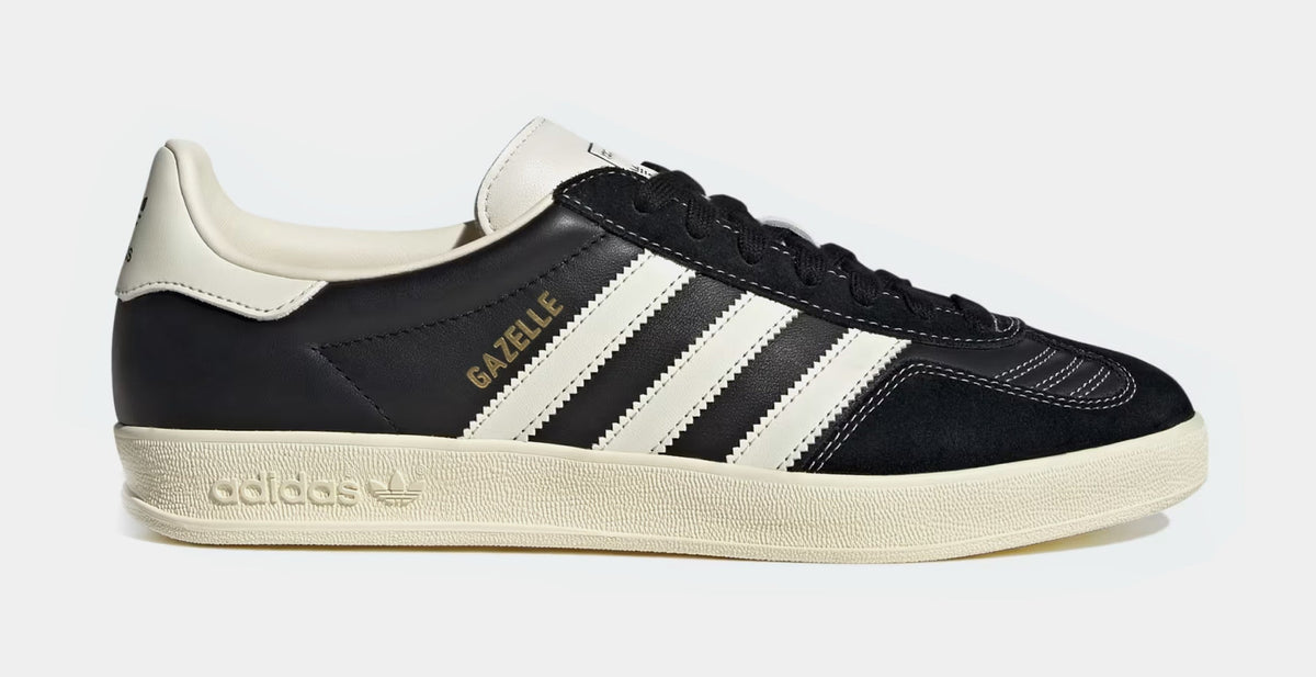 Exclusive Gazelle Indoor Mens Lifestyle Shoes (Core Black/Cream White/Gold Metallic) — 4 — Front View