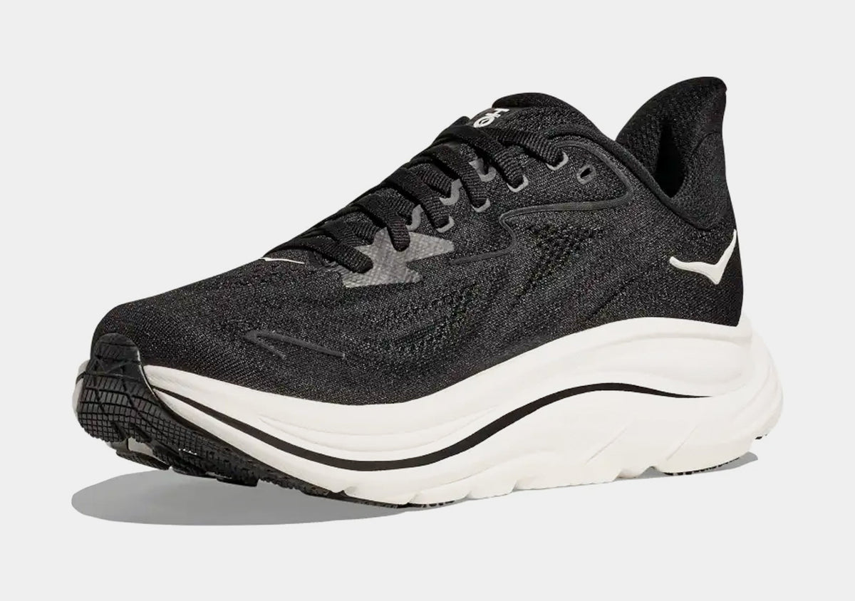 Exclusive Clifton 10 Mens Running Shoes (Black/White) — 7 — Back View