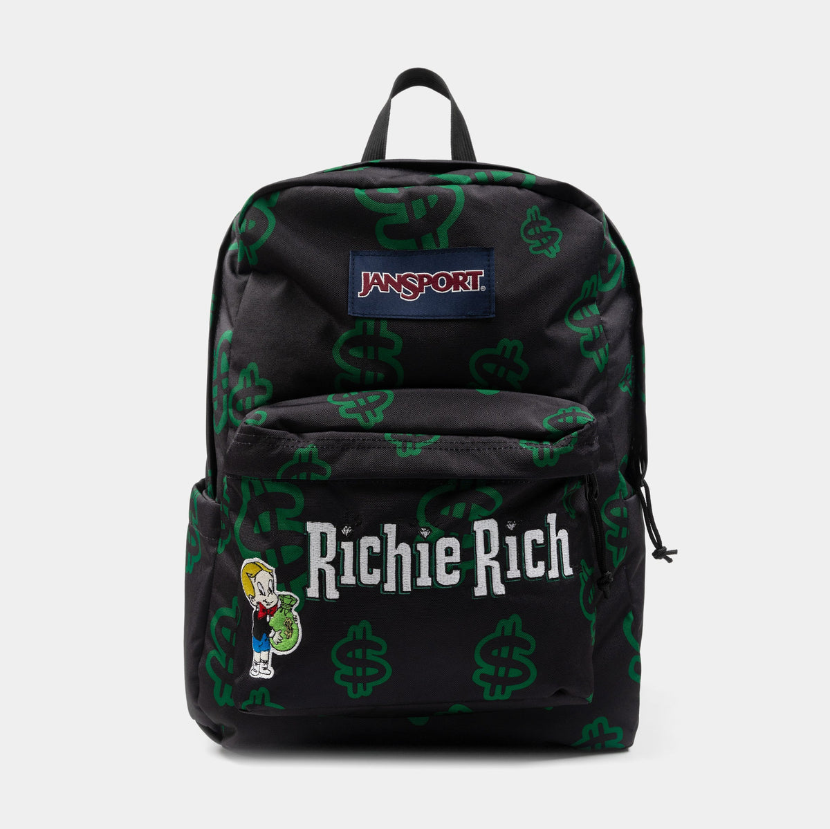 Exclusive Shoe Palace Exclusive Richie Rich Dollar Signs Mens Backpack (Black/Green) — OS — Front View