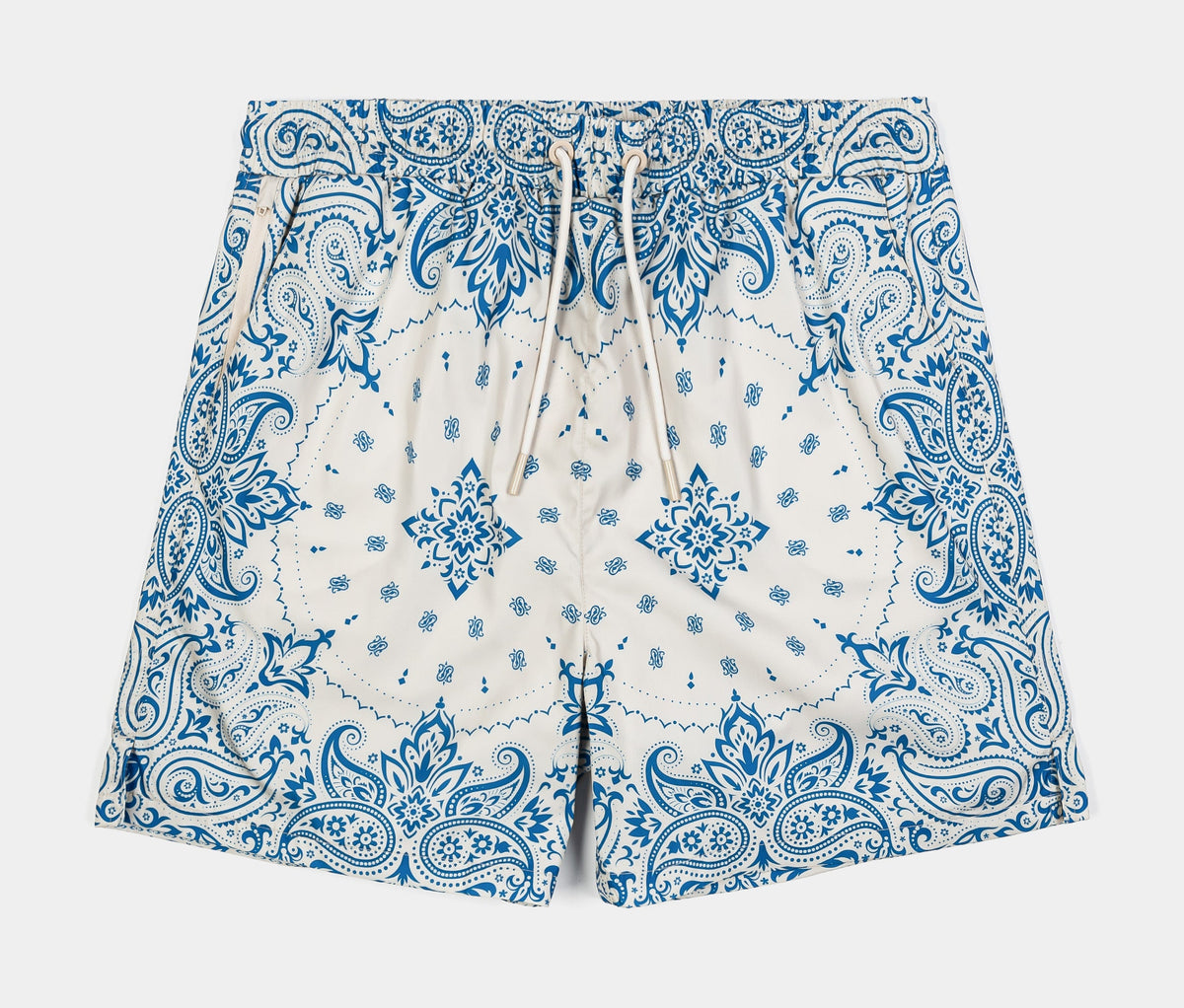 Exclusive Bandana Hybrid Mens Shorts (Blue/Beige) — S — Front View