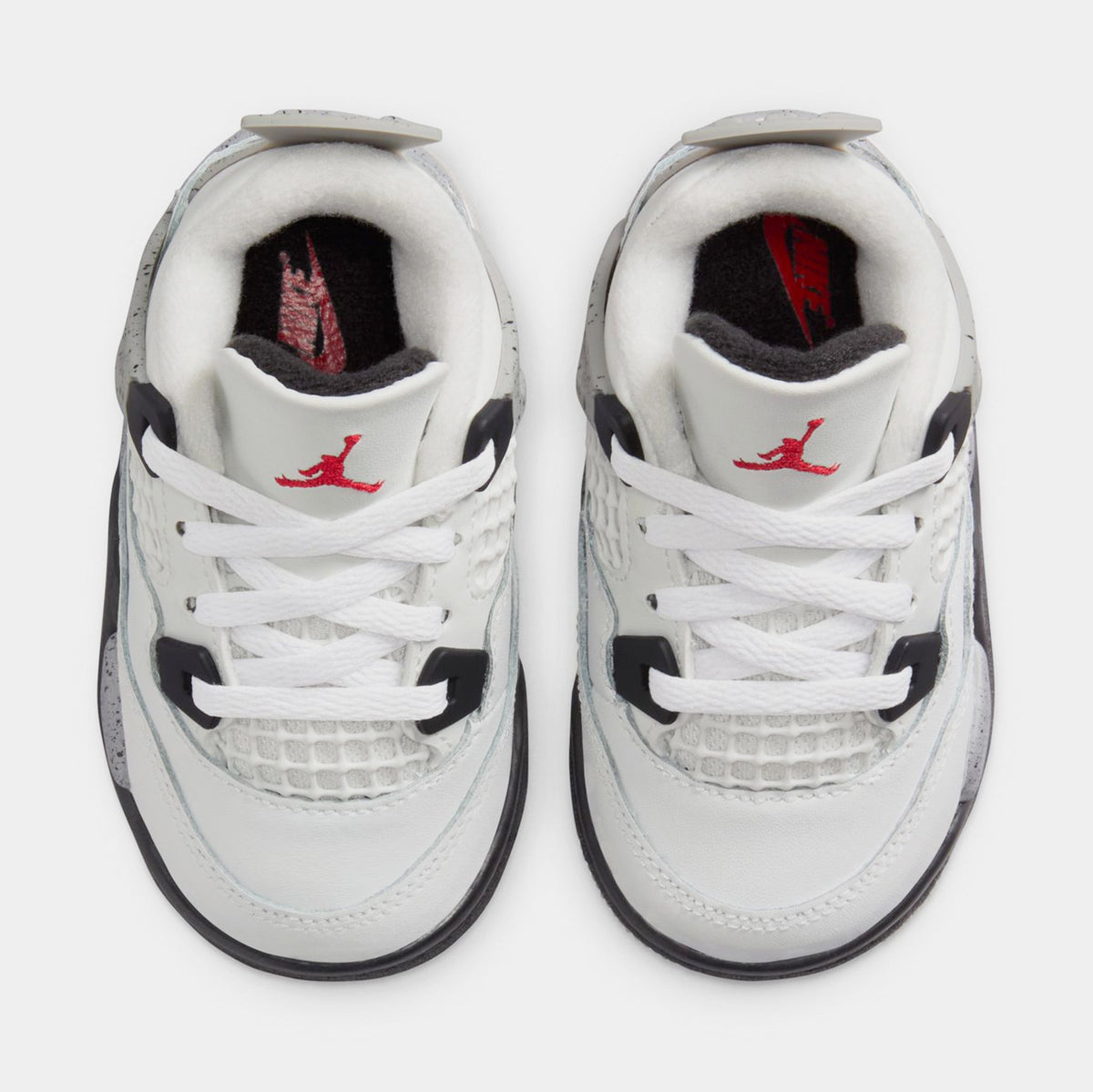 Exclusive Air Jordan 4 Retro White Cement Infant Toddler Lifestyle Shoes (Summit White/Fire Red/Cement Grey/Black) — 2C — Side View