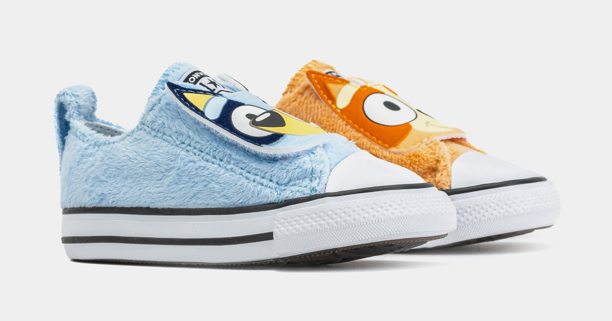 Exclusive Chuck Taylor All Star Low Bluey Infant Toddler Lifestyle Shoes (Blue/Orange) — 2C — Top View