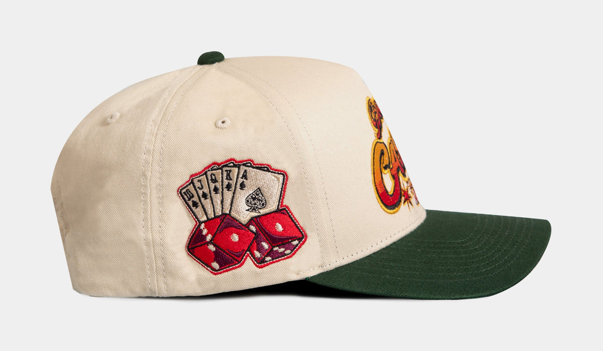 Exclusive Bad Luck Casino Snapback Mens Hat (Beige/Green) — OS — Side View