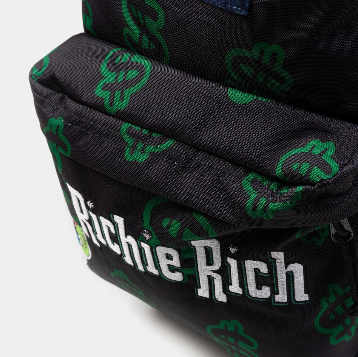 Exclusive Shoe Palace Exclusive Richie Rich Dollar Signs Mens Backpack (Black/Green) — OS — Detail View