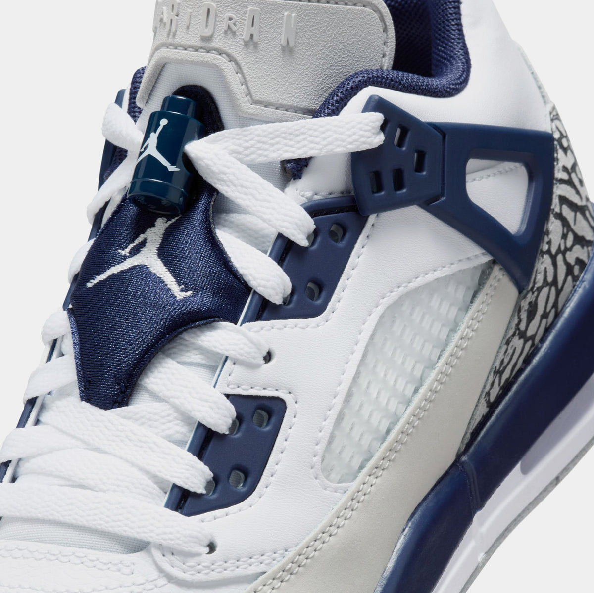 Exclusive Spizike Low Grade School Lifestyle Shoes (White/Neutral Grey/Anthracite/Midnight Navy) — 3.5Y — Detail View