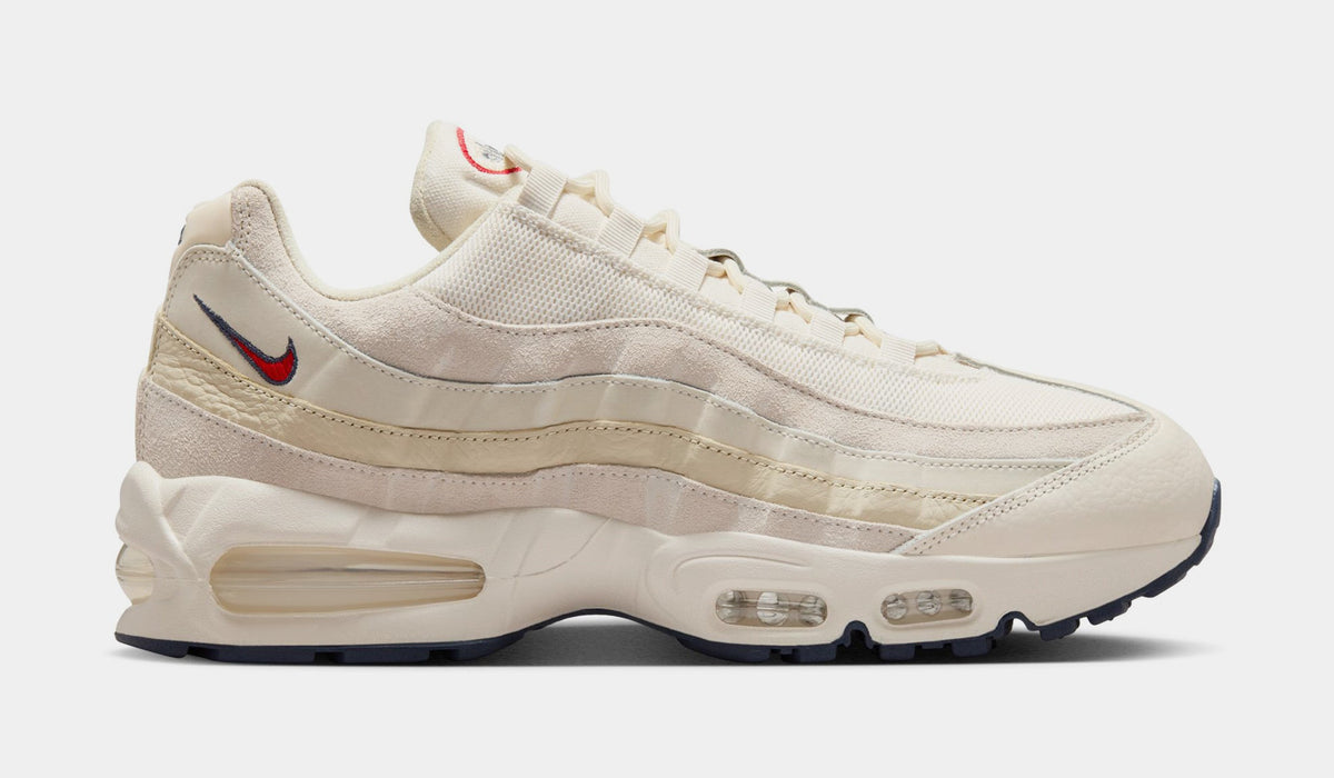 Exclusive Air Max 95 OG Mens Running Shoes (Pale Ivory/University Red/Light Khaki/Sail) — 6 — Front View
