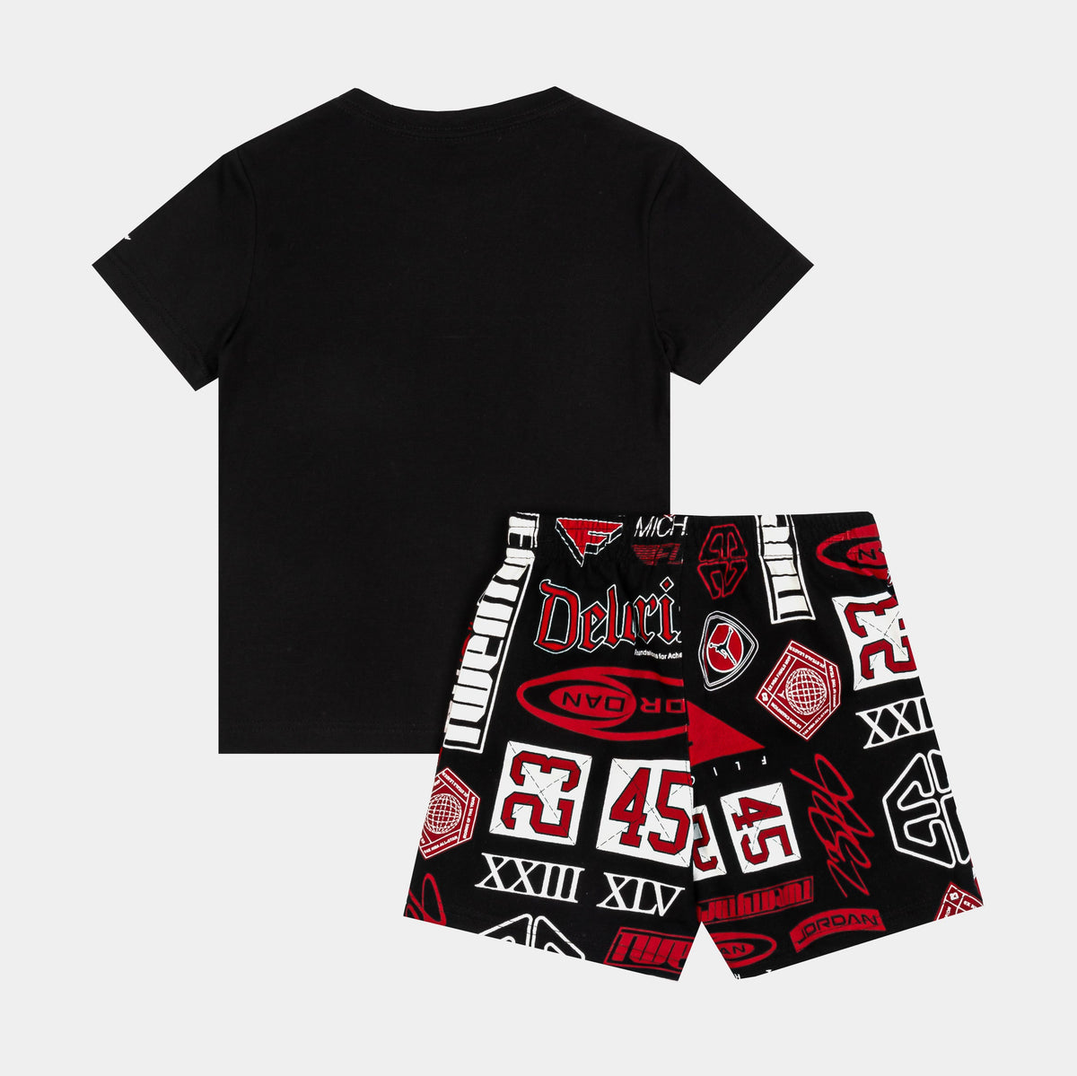Exclusive Brooklyn All Over Print Short Infant Toddler Set (Black/Red) — 2T — Side View