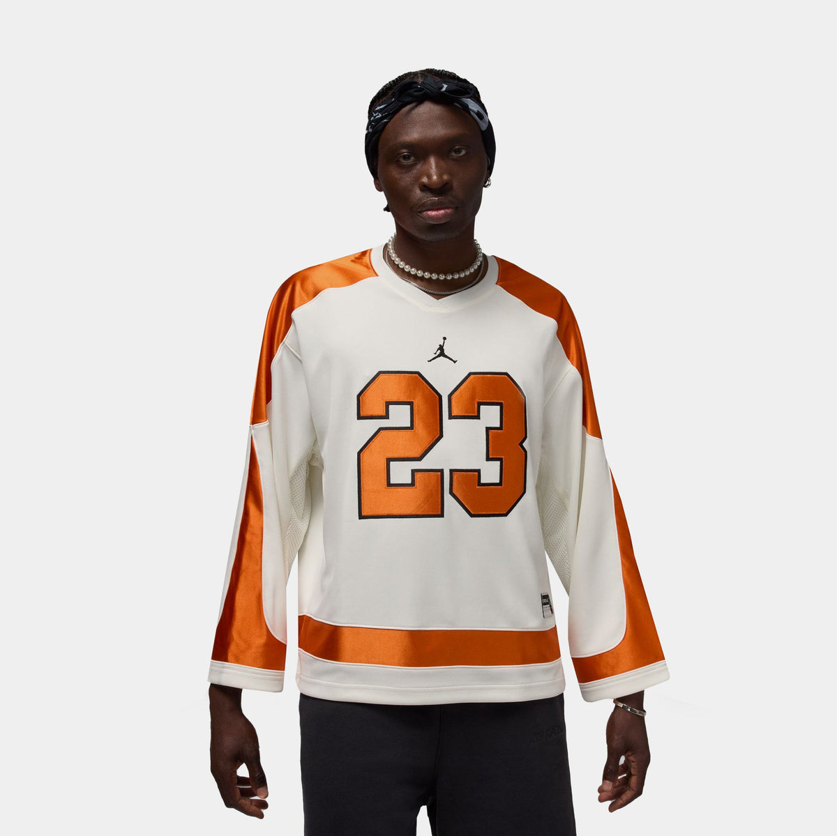 Exclusive MJ Collegiate Hockey Mens Jersey (Sail/Starfish/Black) — XS — Front View