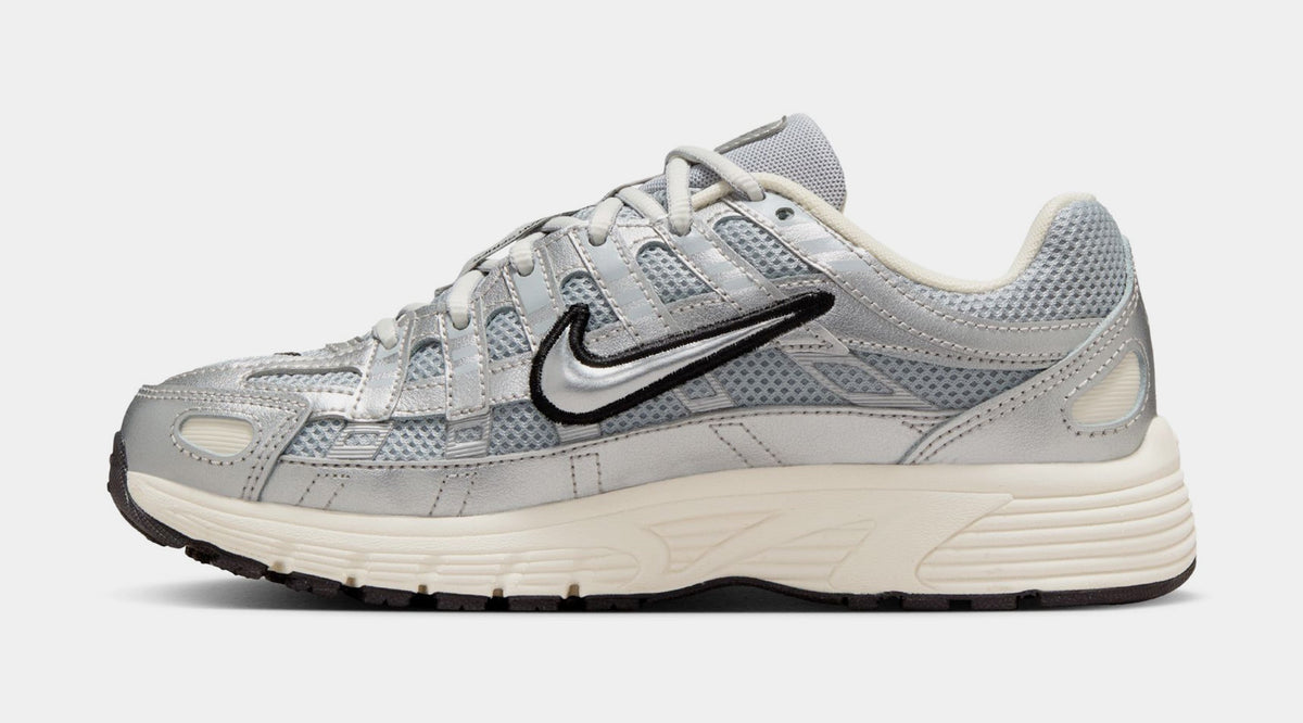 Exclusive P 6000 Grade School Running Shoes (Metallic Silver/Flat Silver/Cool Grey/Gym Red) — 3.5Y — Back View