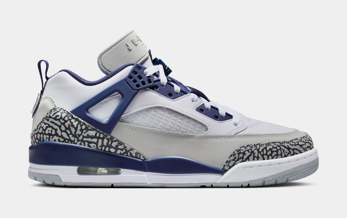 Exclusive Spizike Low Mens Basketball Shoes (White/Midnight Navy/Neutral Grey) — 8 — Front View