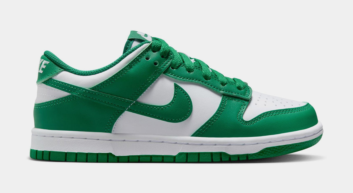Exclusive Dunk Low Grade School Lifestyle Shoes (White/Malachite) — 3.5Y — Front View