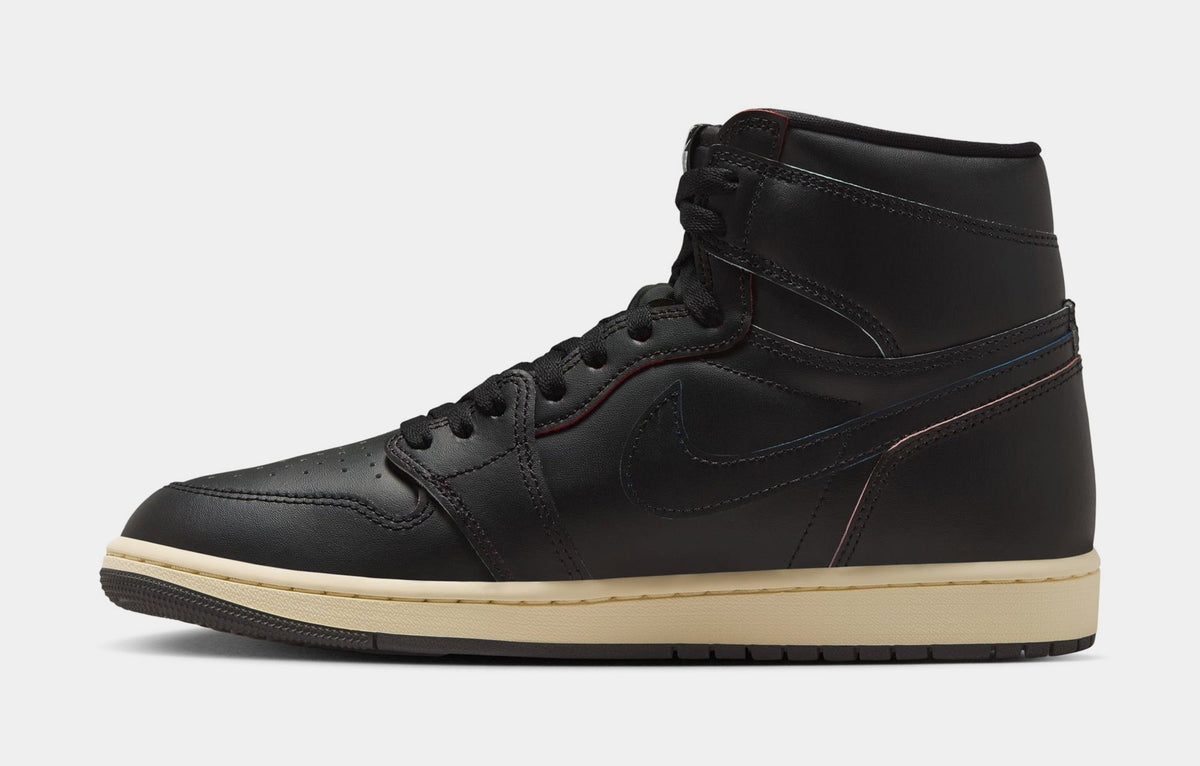 Exclusive Air Jordan 1 Retro High OG Black and Muslin Mens Lifestyle Shoes (Black/Black Muslin) — 4 — Back View
