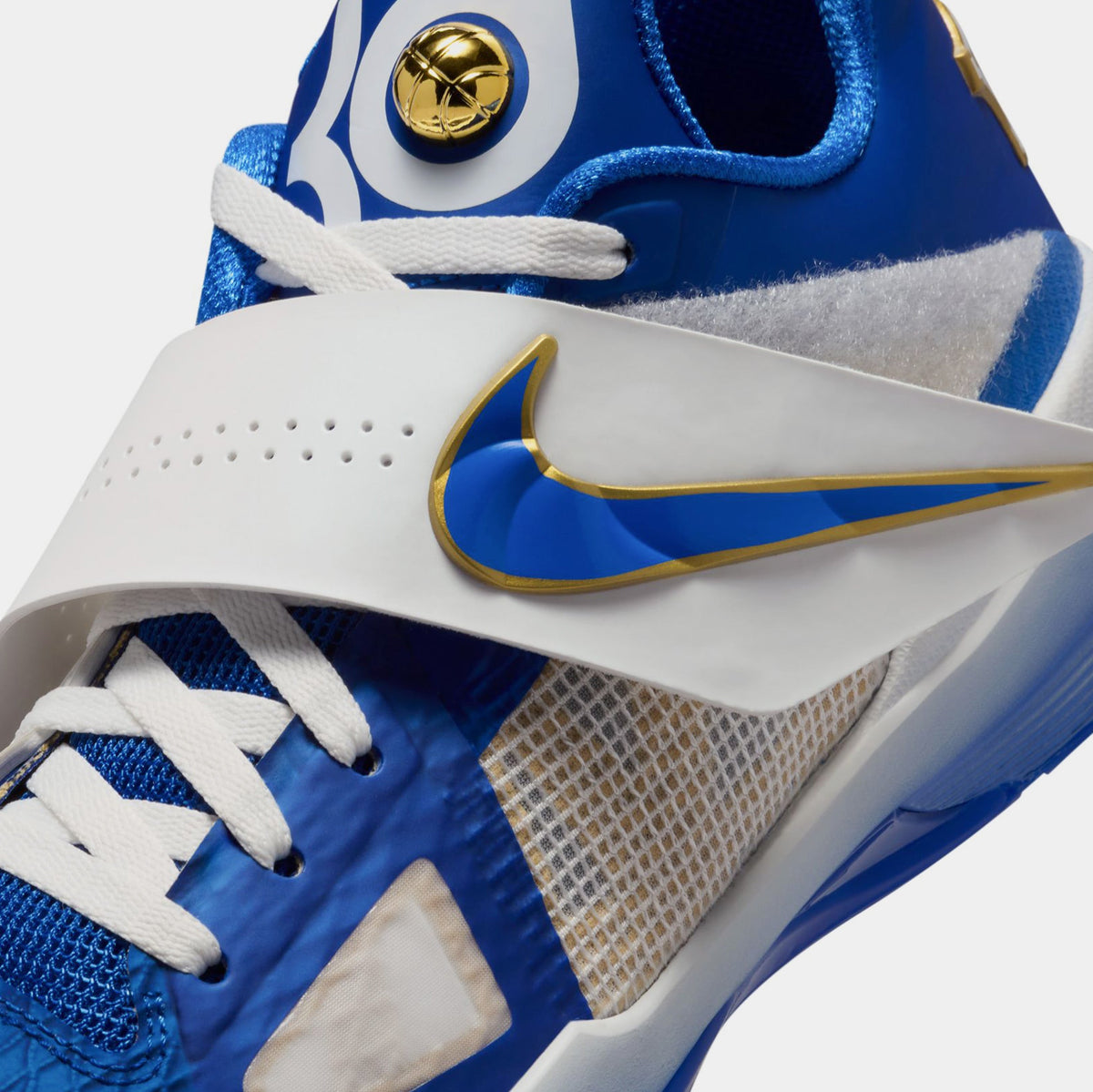 Exclusive Zoom KD 4 MVP Mens Basketball Shoes (Hyper Royal/Summit White/Metallic Gold) Final Sale — 6 — Detail View