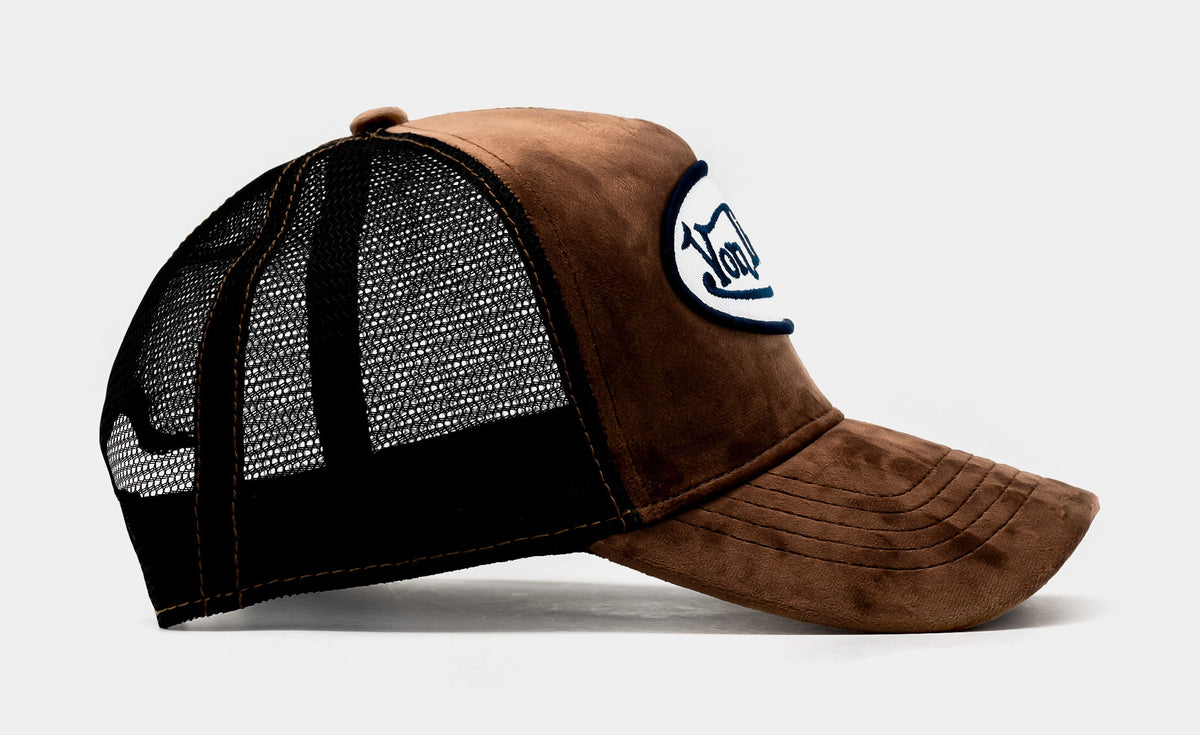 Exclusive Velvet Trucker Mens Hat (Brown/Black) — OS — Side View