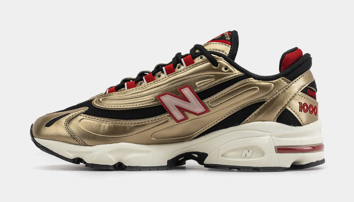 Exclusive Shoe Palace Exclusive x New Balance 1000 Mens Lifestyle Shoes (Metallic Gold/Black) — 4 — Back View