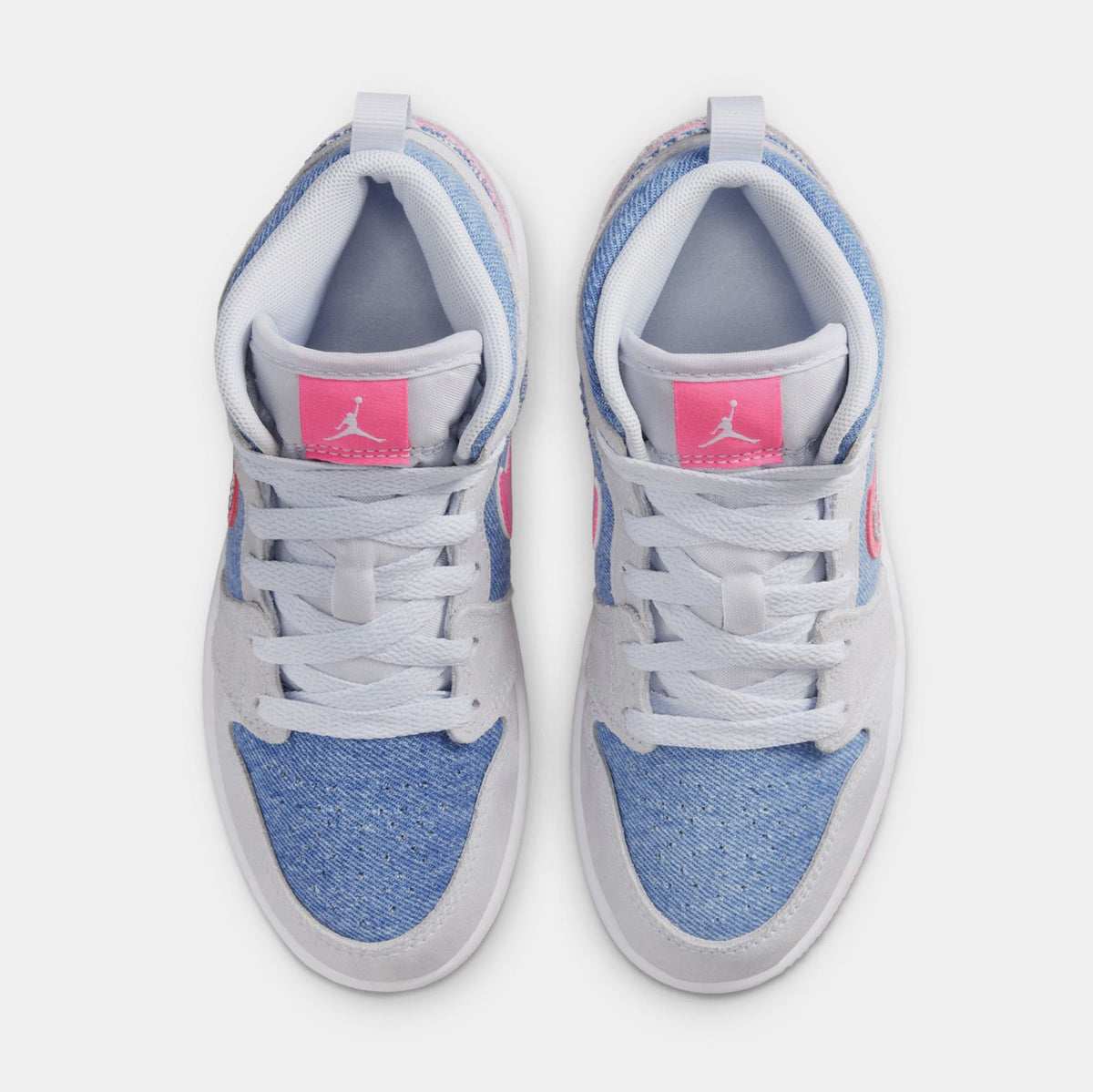 Exclusive Air Jordan 1 Mid SE Preschool Lifestyle Shoes (Cobalt Bliss/White/Pink Glow) — 10.5C — Side View