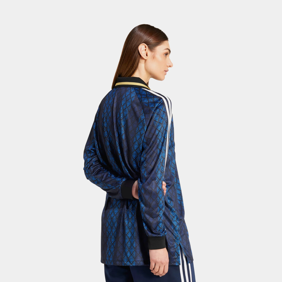 Exclusive Originals Retro Cricket Womens Jersey (Black/Night Indigo) — XS — Side View