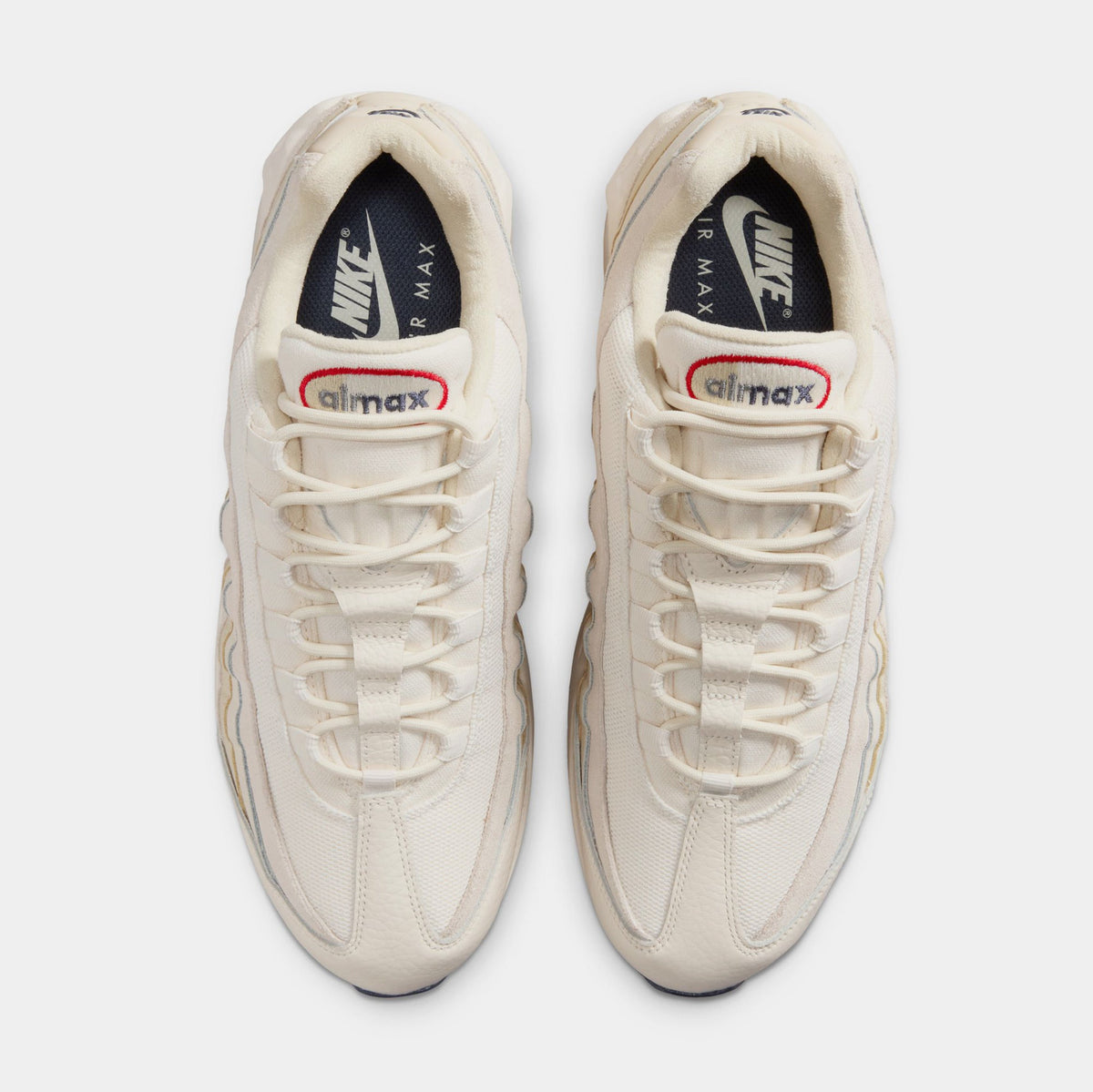 Exclusive Air Max 95 OG Mens Running Shoes (Pale Ivory/University Red/Light Khaki/Sail) — 6 — Side View