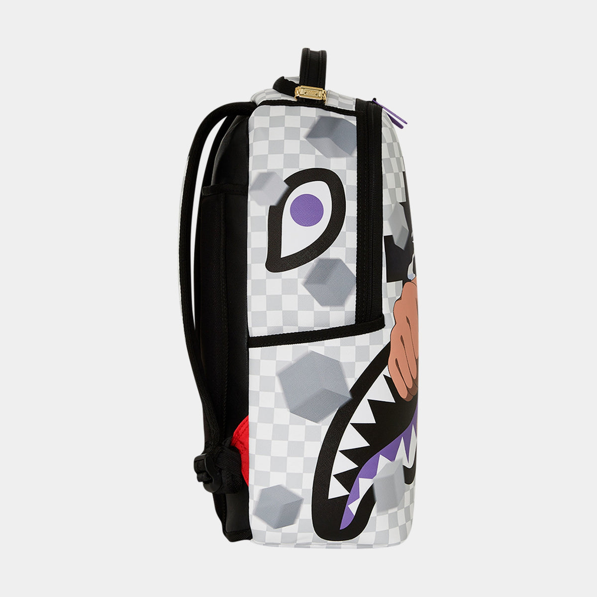 Exclusive One Piece Gear 5 Luffy Checkered Smash Mens Backpack (White/Grey) — OS — Back View