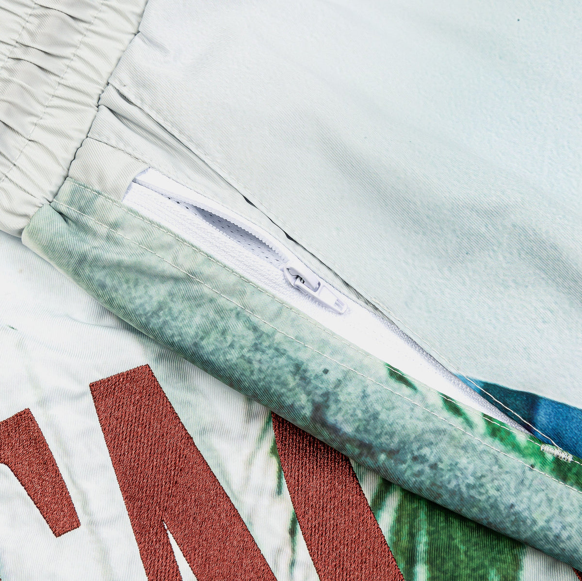 Exclusive SP x Scarface Pool Side Hybrid Mens Shorts (White/Green) — S — Back View
