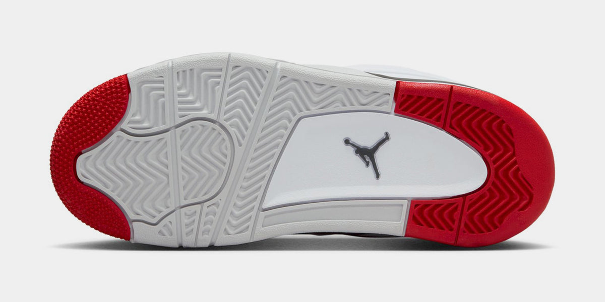 Exclusive Air Jordan 4 RM Preschool Basketball Shoes (White/Black/Neutral Grey/Varsity Red) — 10.5C — Top View