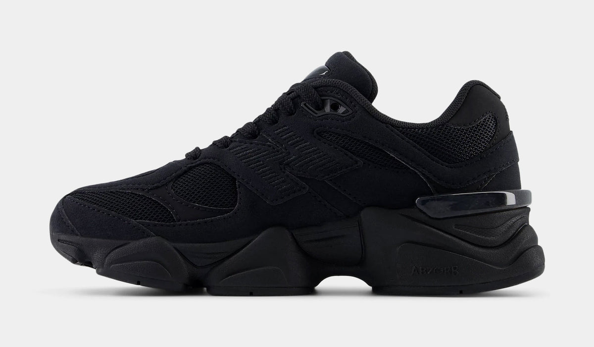 Exclusive 9060 Grade School Lifestyle Shoes (Triple Black) — 3.5Y — Back View
