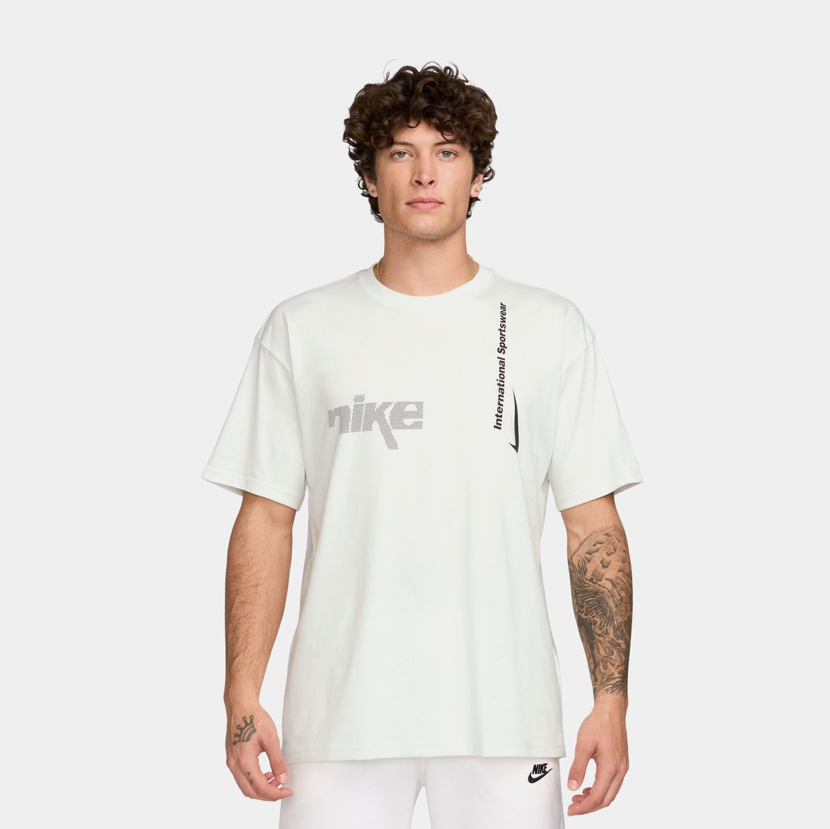 Exclusive NSW Max 90 Swoosh Mens Short Sleeve Shirt (White/Black) — S — Front View