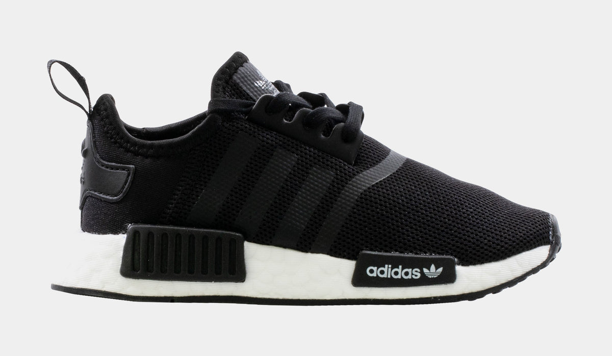 Exclusive NMD R1 Preschool Running Shoes (Black) — 10.5C — Front View