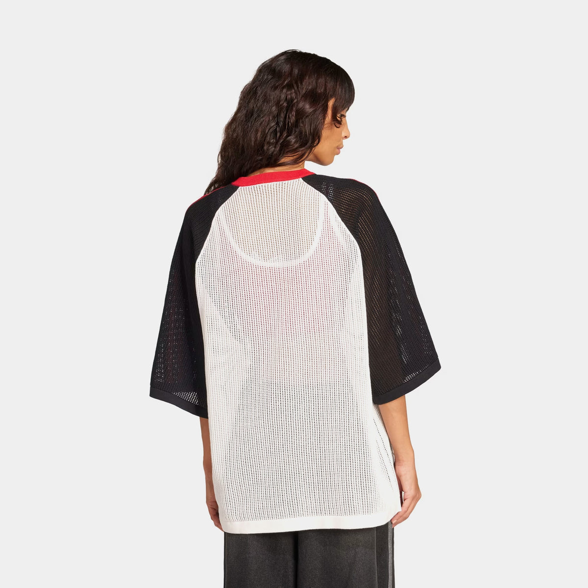 Exclusive Soccer Summer Knit Womens Jersey (White/Black/Better Scarlet) — XS — Side View
