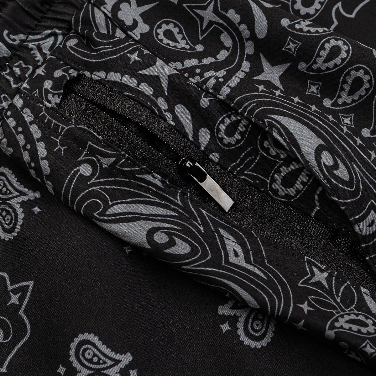 Exclusive SP x Scarface Paisley All Over Print Hybrid Mens Shorts (Black/Grey) — S — Back View