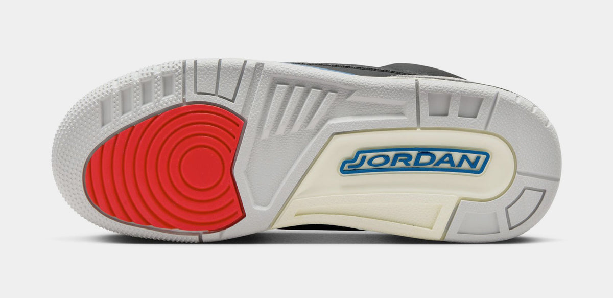 Exclusive Air Jordan 3 Retro OG Rare Air Grade School Lifestyle Shoes (Black/Chile Red/Neutral Grey/Military Blue/Coconut Milk) — 3.5Y — Top View