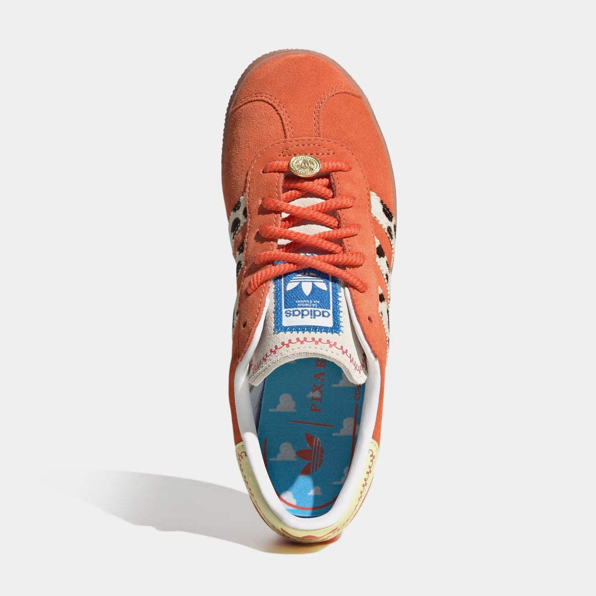 Exclusive Toy Story x Gazelle Grade School Lifestyle Shoes (Orange/Yellow) — 3.5Y — Detail View